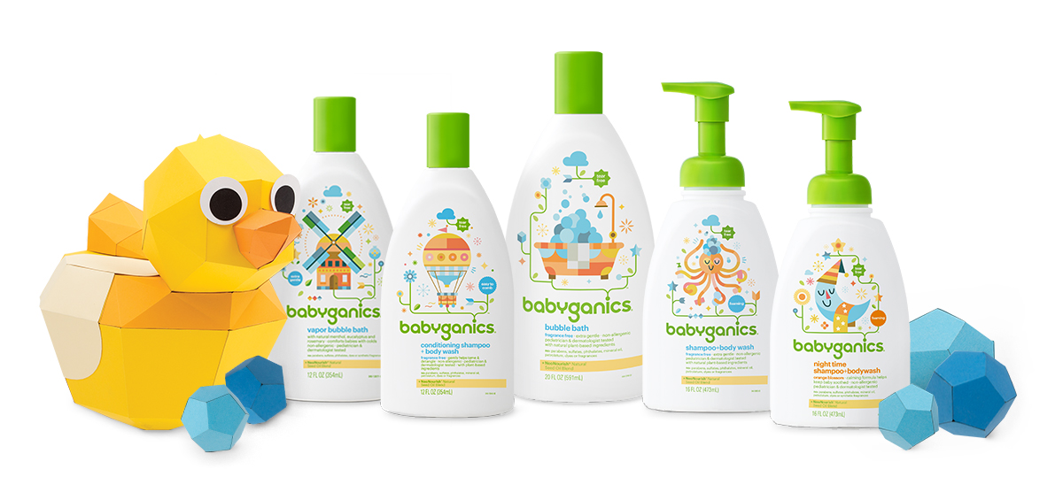 shampooing, savon liquide pour le corps et bain moussant babyganics sans larmes, non allergènes et testés par des pédiatres et des dermatologues