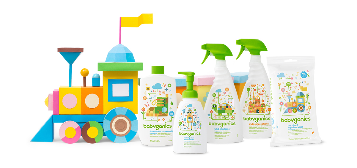 babyganics baby-safe, dish soap, baby bottle soap, floor cleaner, multi-surface cleaners, toy, table and high-chair wipes
