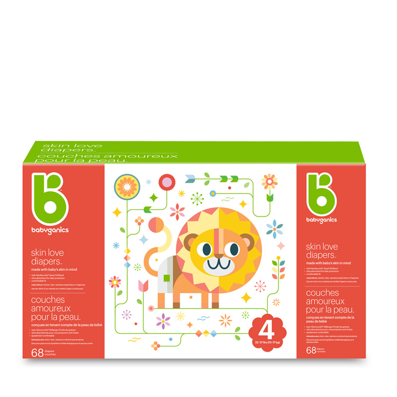 couches skin love diapers babyganics, taille 4